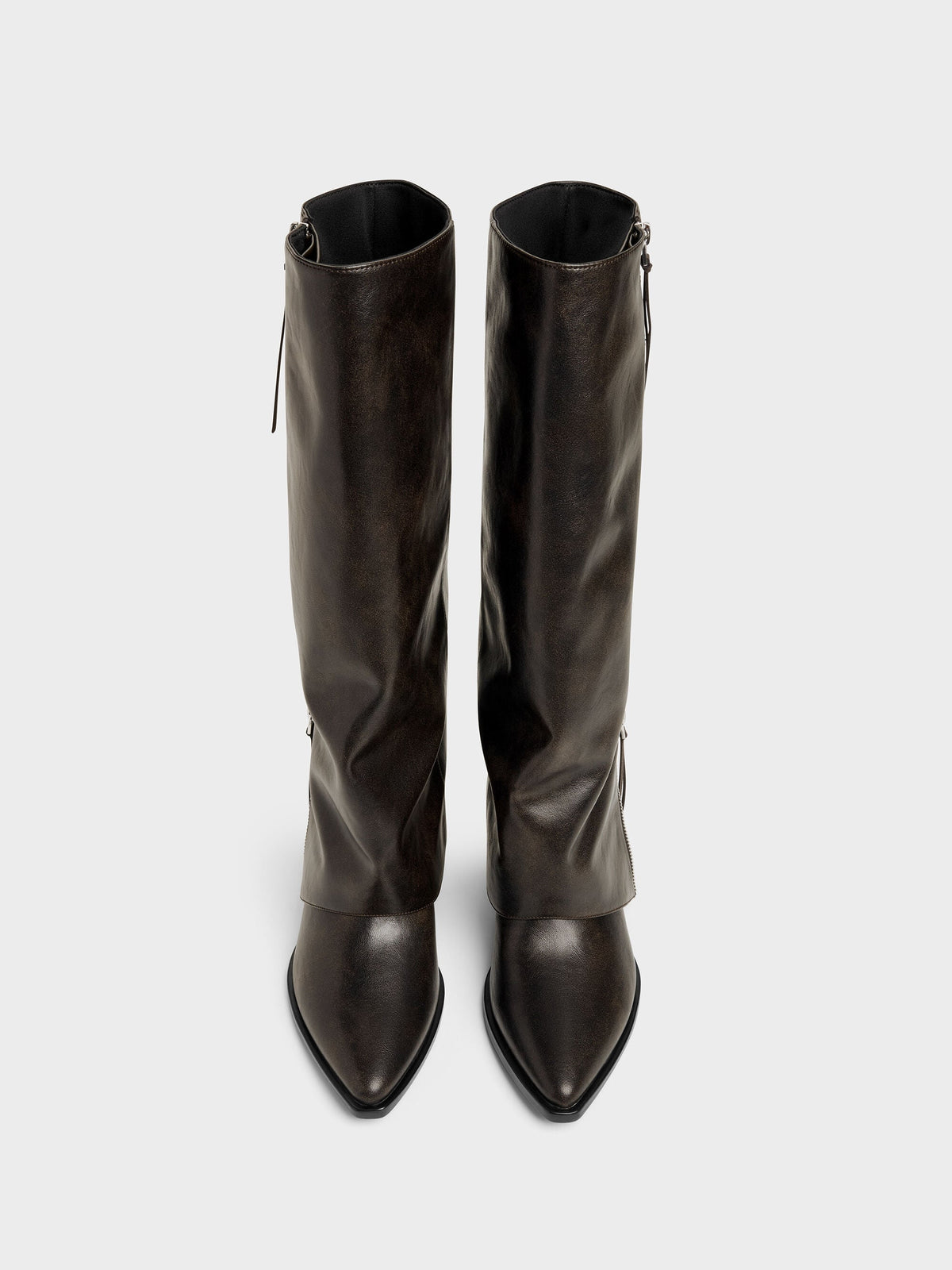 CHARLES & KEITH Hot Sale / Aether Tassel-Zip Knee-High Boots - Dark Brown
