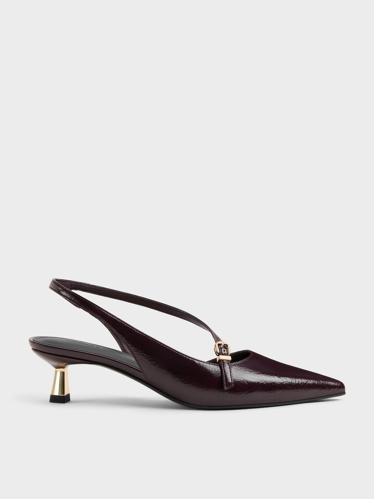 CHARLES & KEITH Featured / Asymmetric D'Orsay Slingback Pumps - Burgundy