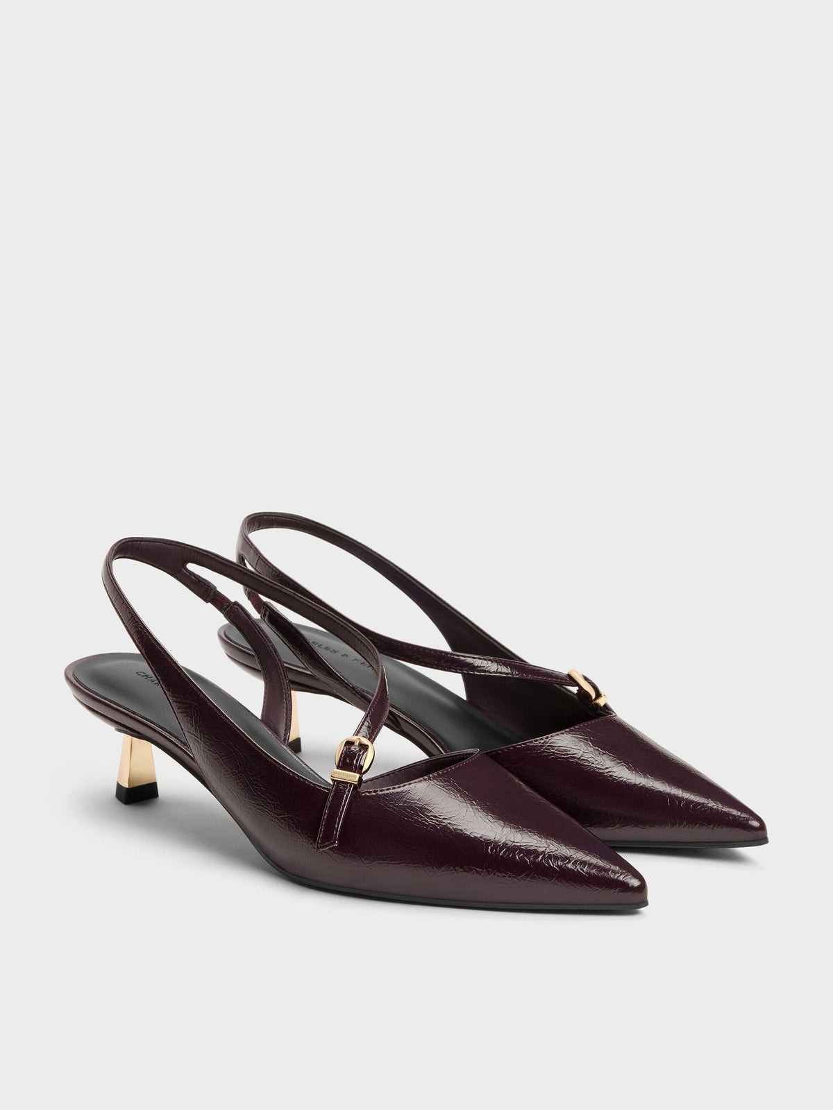 CHARLES & KEITH Featured / Asymmetric D'Orsay Slingback Pumps - Burgundy