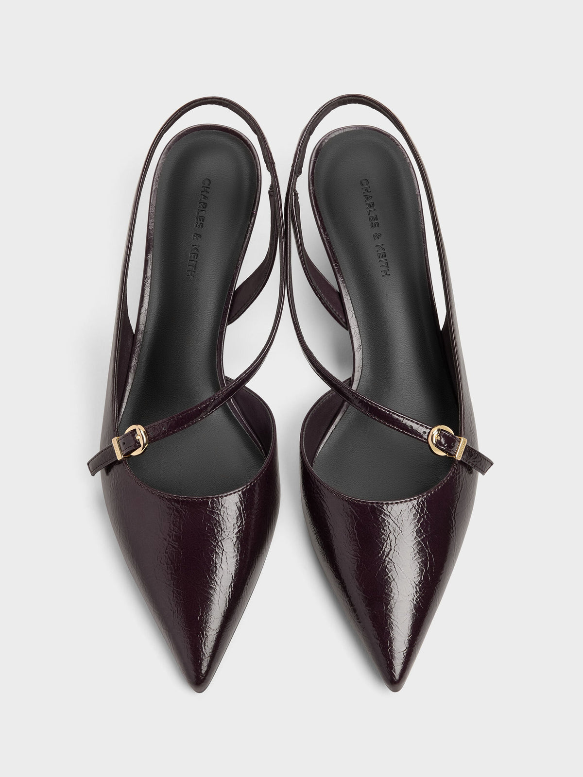 CHARLES & KEITH Featured / Asymmetric D'Orsay Slingback Pumps - Burgundy
