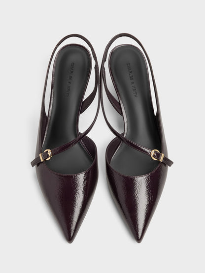 CHARLES & KEITH Featured / Asymmetric D'Orsay Slingback Pumps - Burgundy