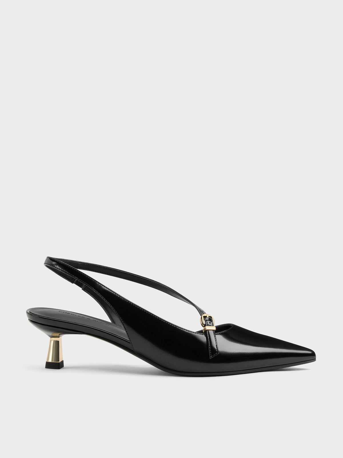 CHARLES & KEITH Latest / Asymmetric D'Orsay Slingback Pumps - Black Box