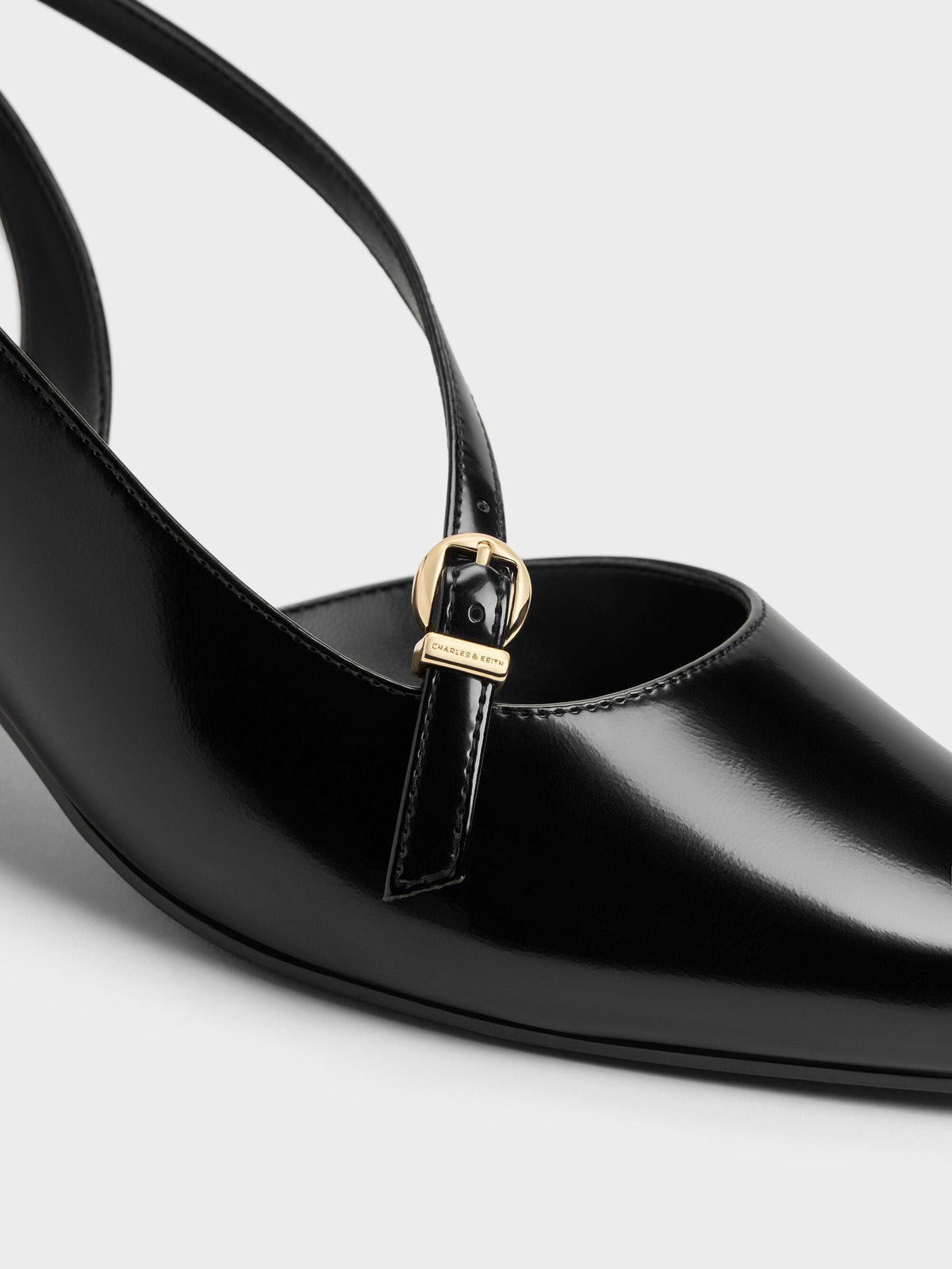 CHARLES & KEITH Latest / Asymmetric D'Orsay Slingback Pumps - Black Box