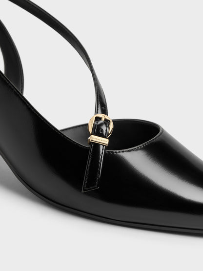 CHARLES & KEITH Latest / Asymmetric D'Orsay Slingback Pumps - Black Box