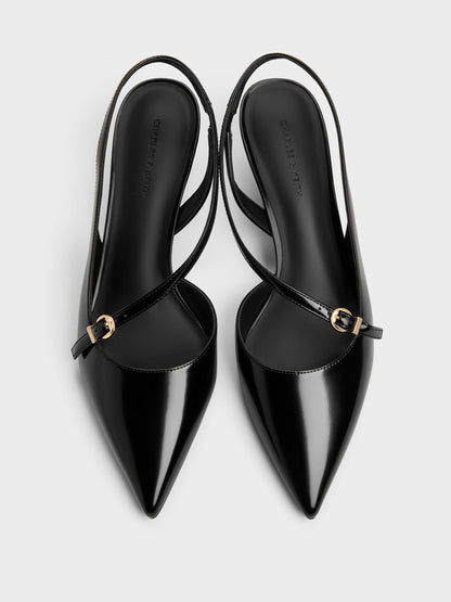 CHARLES & KEITH Latest / Asymmetric D'Orsay Slingback Pumps - Black Box