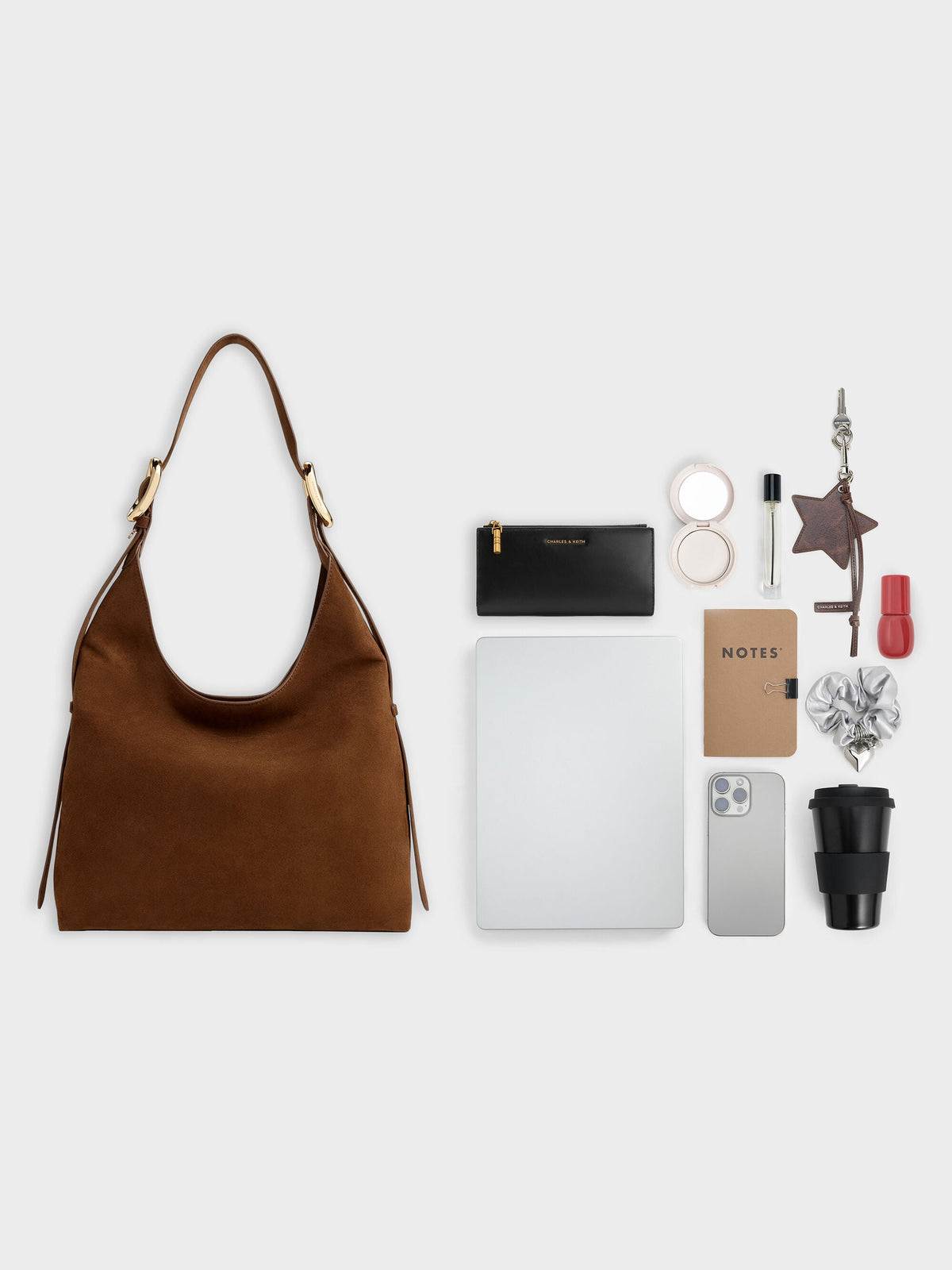 CHARLES & KEITH Signature / Aislin Hobo Bag - Pecan Brown