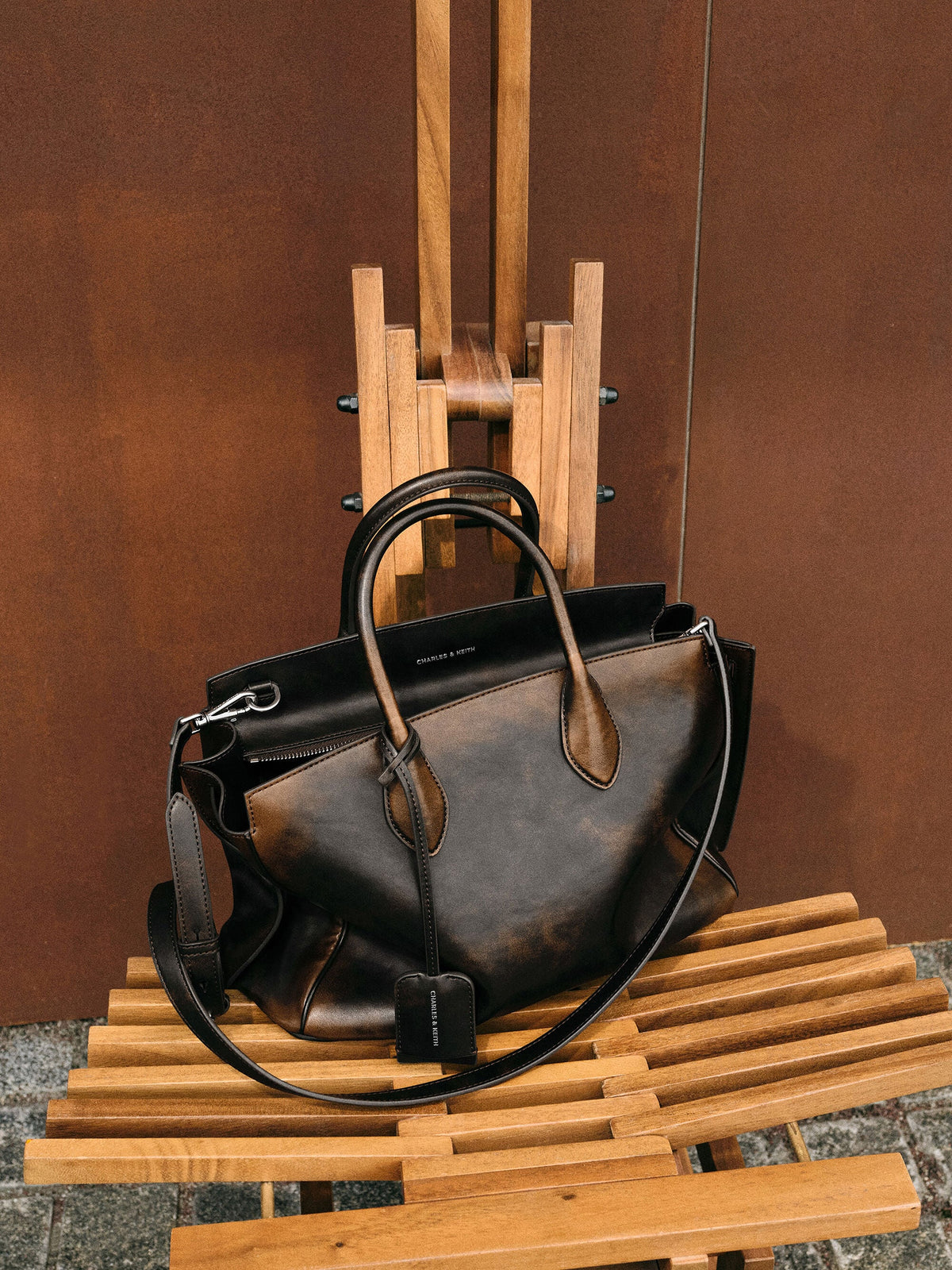 CHARLES & KEITH Essential / Large Ginevra Tote Bag - Brown