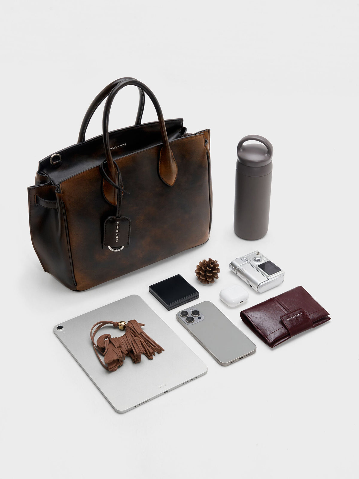 CHARLES & KEITH Essential / Large Ginevra Tote Bag - Brown