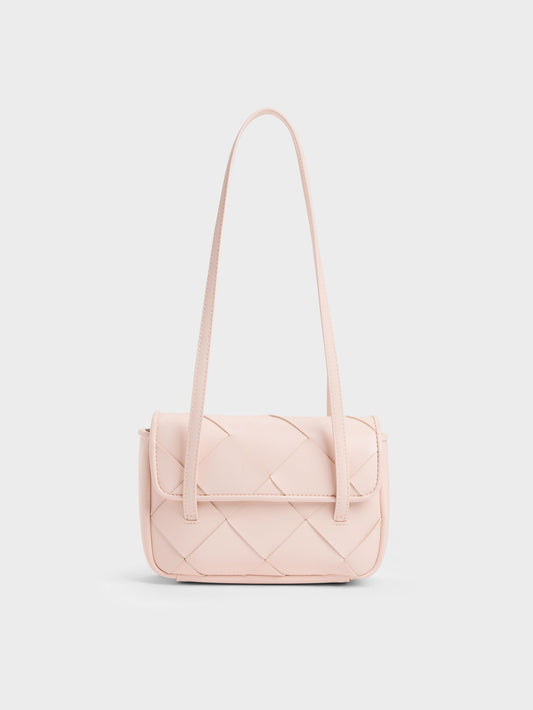 CHARLES & KEITH Trending / Maribel Woven Shoulder Bag - Soft Pink