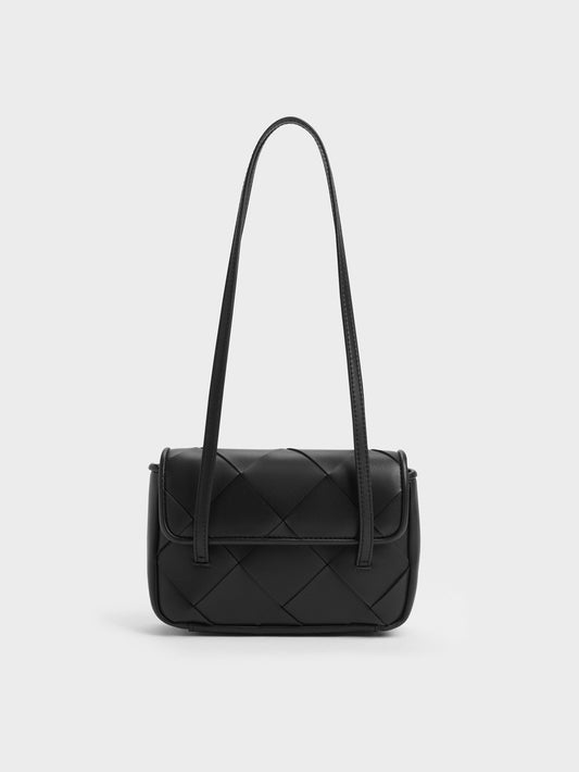 CHARLES & KEITH Customer Favorite / Maribel Woven Shoulder Bag - Black