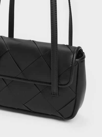 CHARLES & KEITH Customer Favorite / Maribel Woven Shoulder Bag - Black