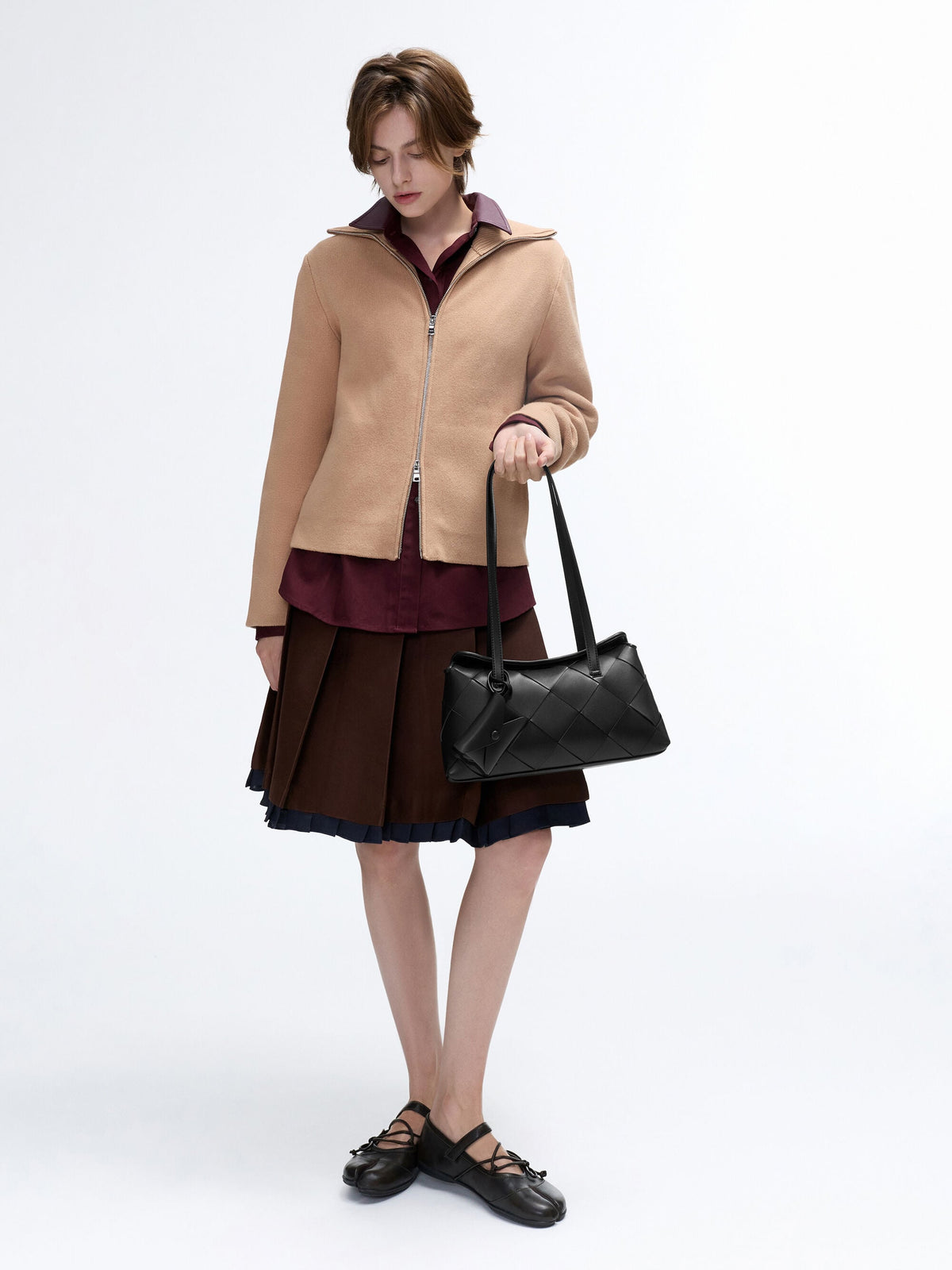 CHARLES & KEITH Hot Sale / Maribel Woven Trapeze Shoulder Bag - Black
