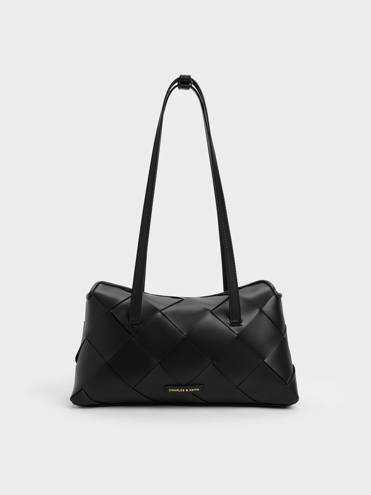 CHARLES & KEITH Hot Sale / Maribel Woven Trapeze Shoulder Bag - Black