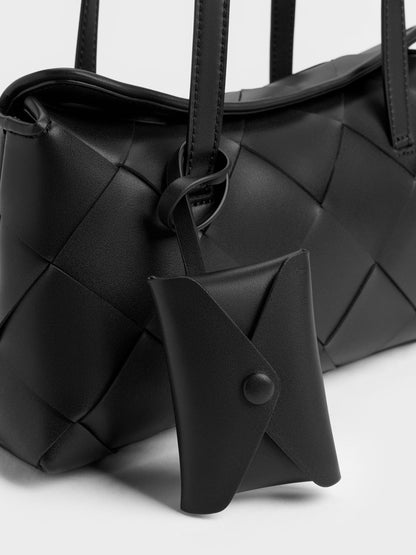 CHARLES & KEITH Hot Sale / Maribel Woven Trapeze Shoulder Bag - Black