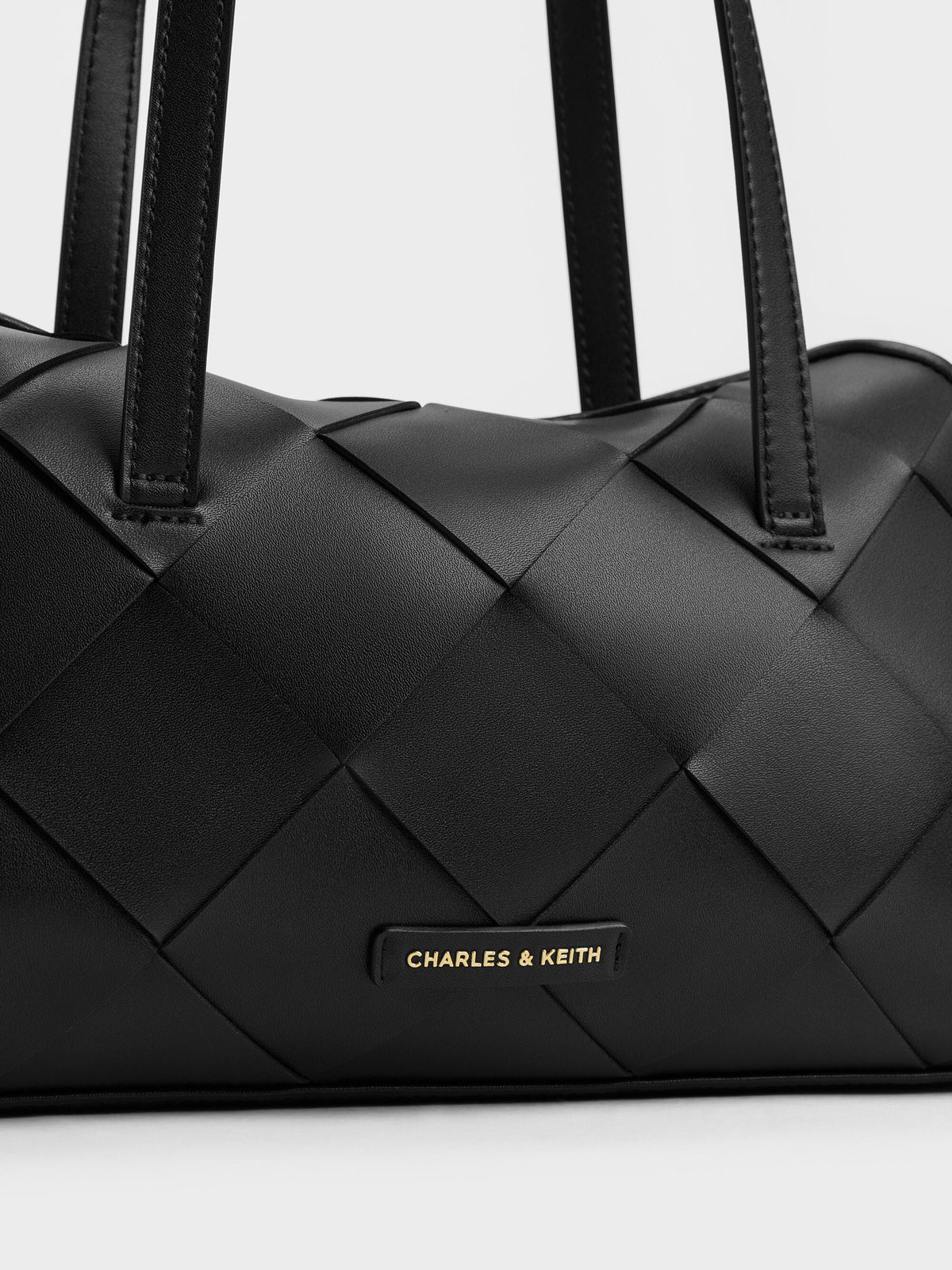 CHARLES & KEITH Hot Sale / Maribel Woven Trapeze Shoulder Bag - Black