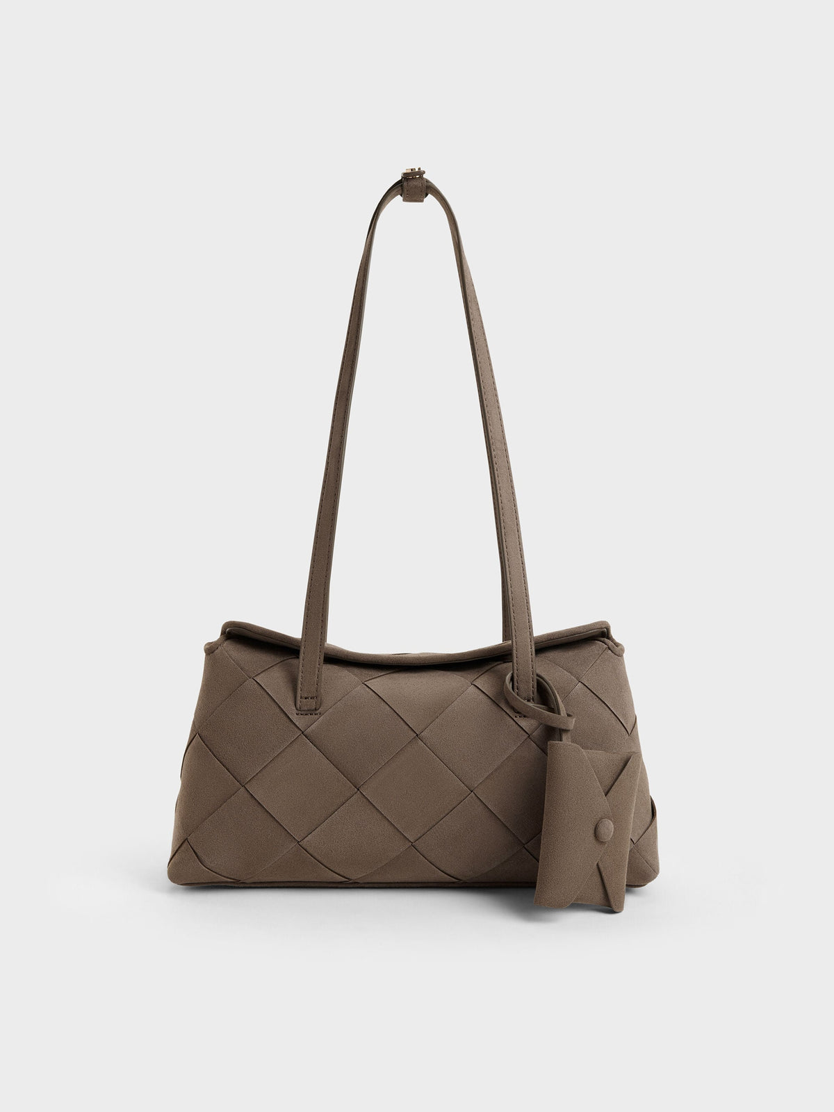 CHARLES & KEITH Latest / Maribel Woven Trapeze Shoulder Bag - Stone Grey