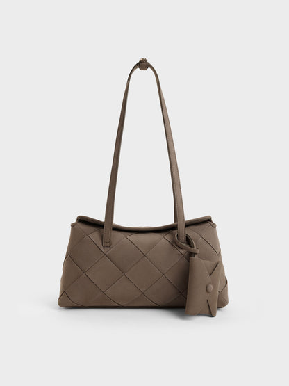 CHARLES & KEITH Latest / Maribel Woven Trapeze Shoulder Bag - Stone Grey