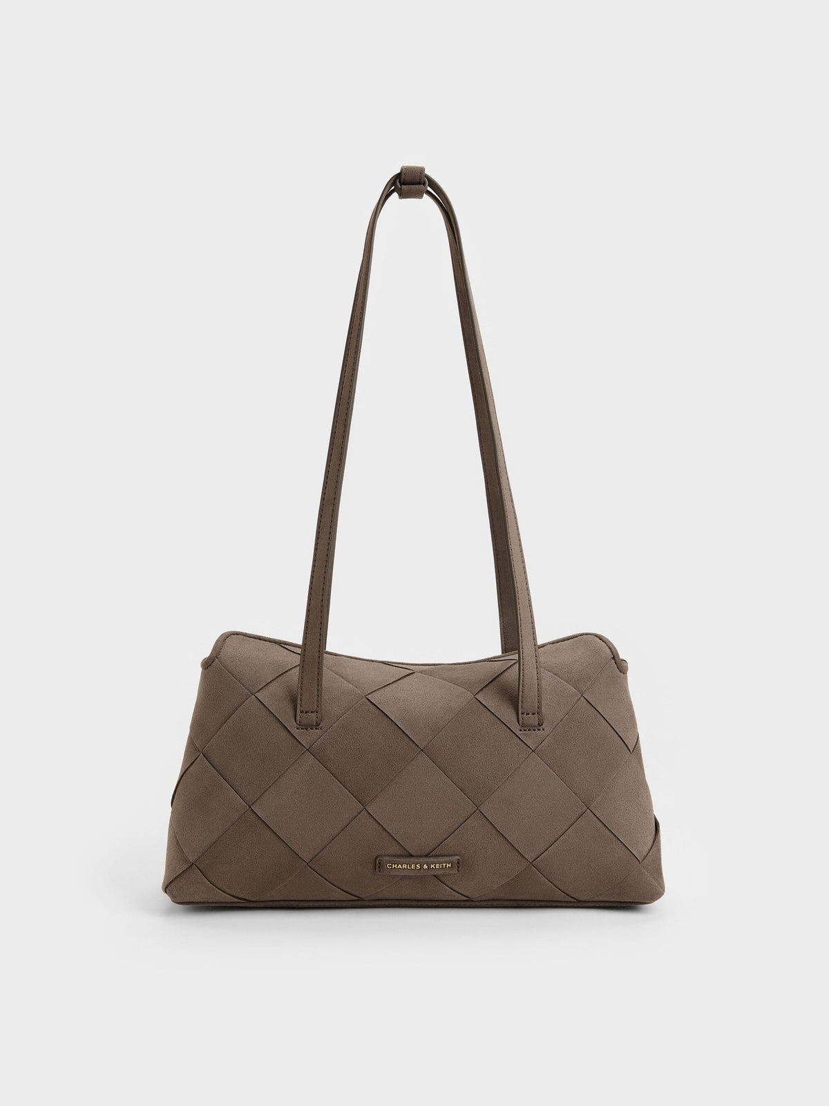 CHARLES & KEITH Latest / Maribel Woven Trapeze Shoulder Bag - Stone Grey