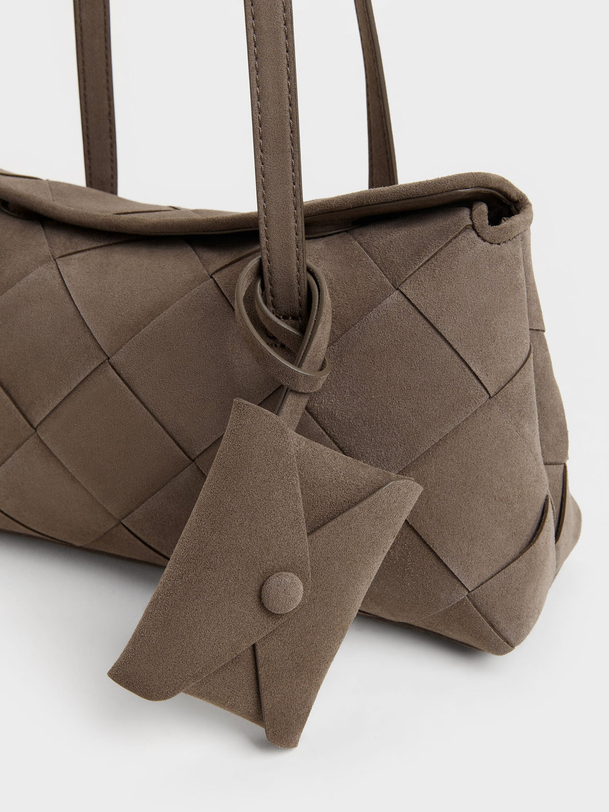 CHARLES & KEITH Latest / Maribel Woven Trapeze Shoulder Bag - Stone Grey