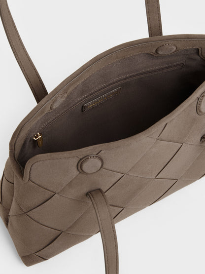 CHARLES & KEITH Latest / Maribel Woven Trapeze Shoulder Bag - Stone Grey