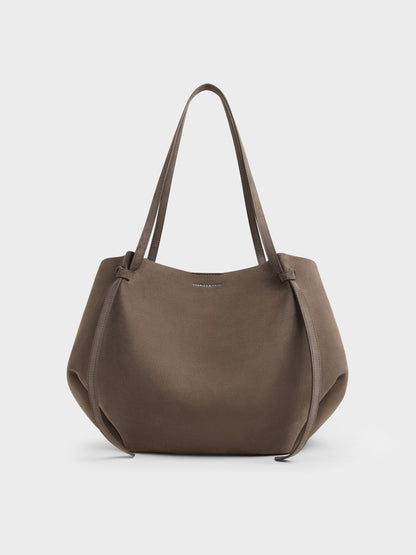 CHARLES & KEITH Popular / XL Calla Tote Bag - Stone Grey