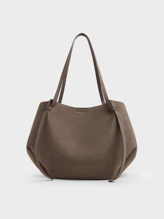 CHARLES & KEITH Popular / XL Calla Tote Bag - Stone Grey