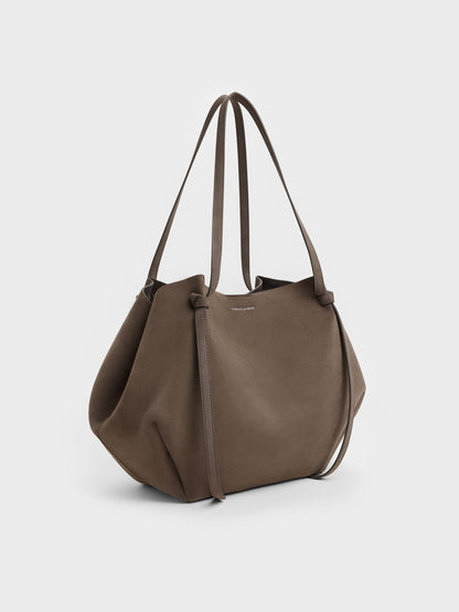 CHARLES & KEITH Popular / XL Calla Tote Bag - Stone Grey