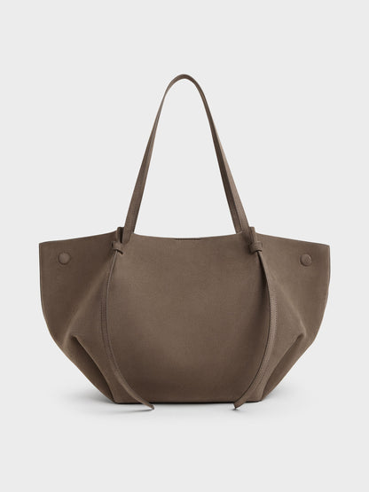 CHARLES & KEITH Popular / XL Calla Tote Bag - Stone Grey