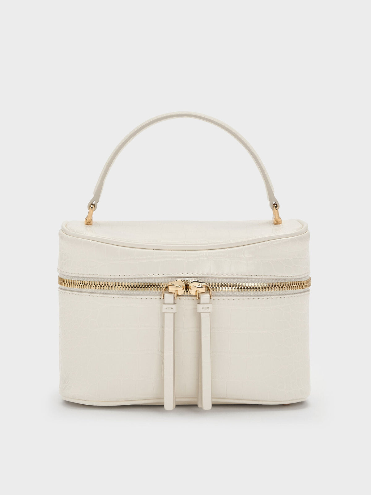 CHARLES & KEITH Deals / Pansy Croc-Effect Vanity Bag - Cream