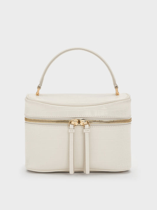 CHARLES & KEITH Deals / Pansy Croc-Effect Vanity Bag - Cream