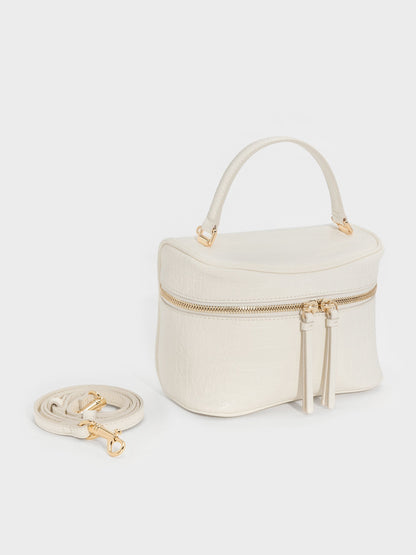 CHARLES & KEITH Deals / Pansy Croc-Effect Vanity Bag - Cream