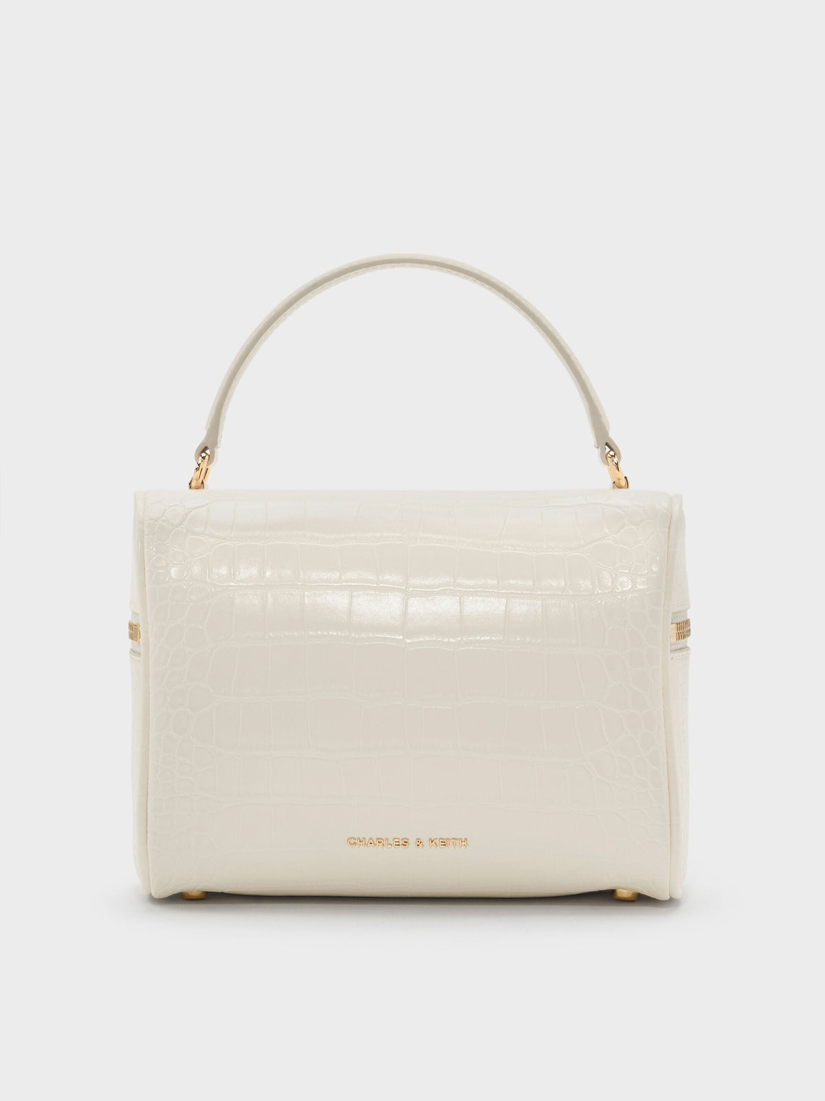 CHARLES & KEITH Deals / Pansy Croc-Effect Vanity Bag - Cream