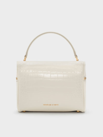 CHARLES & KEITH Deals / Pansy Croc-Effect Vanity Bag - Cream