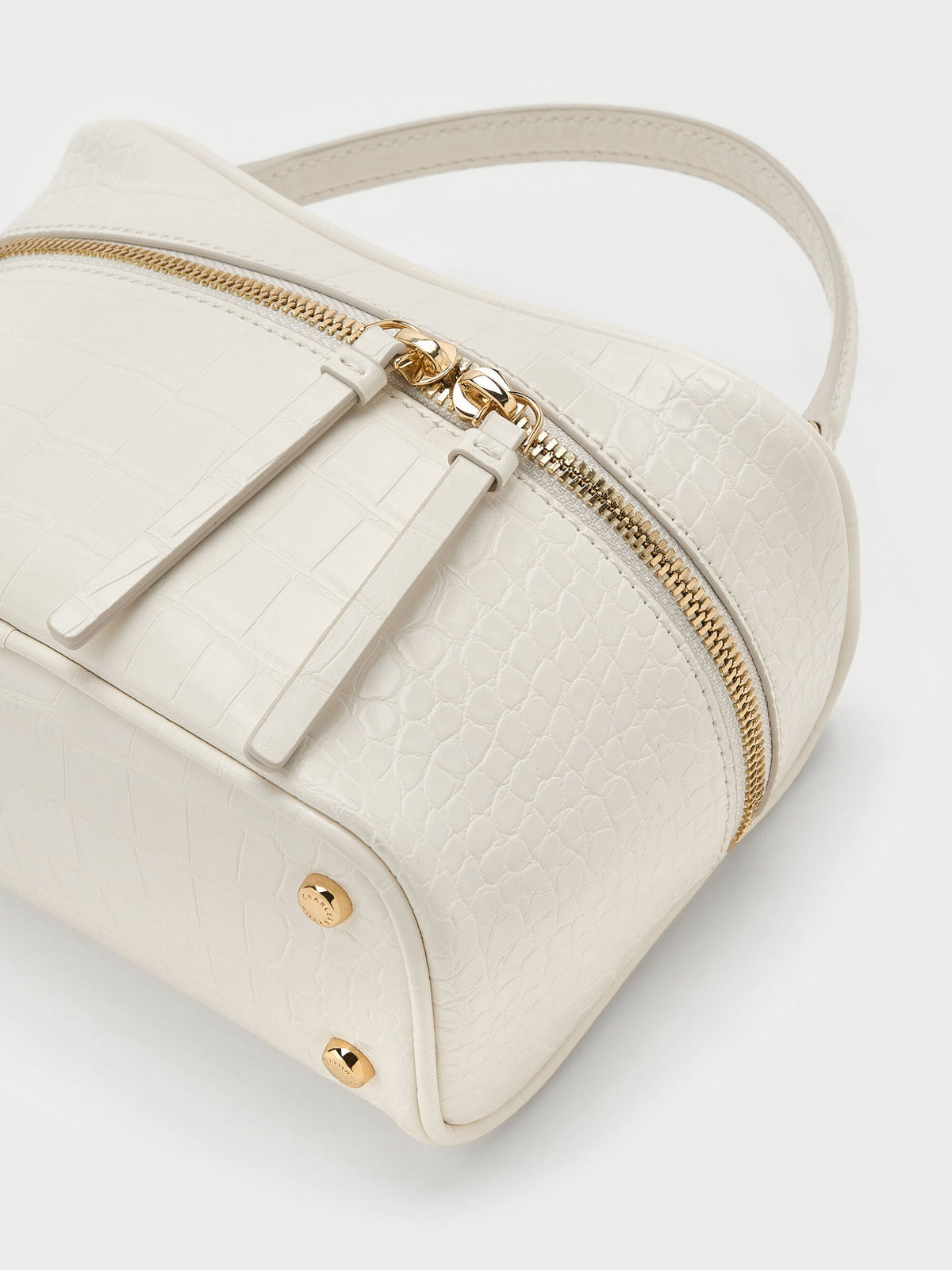 CHARLES & KEITH Deals / Pansy Croc-Effect Vanity Bag - Cream