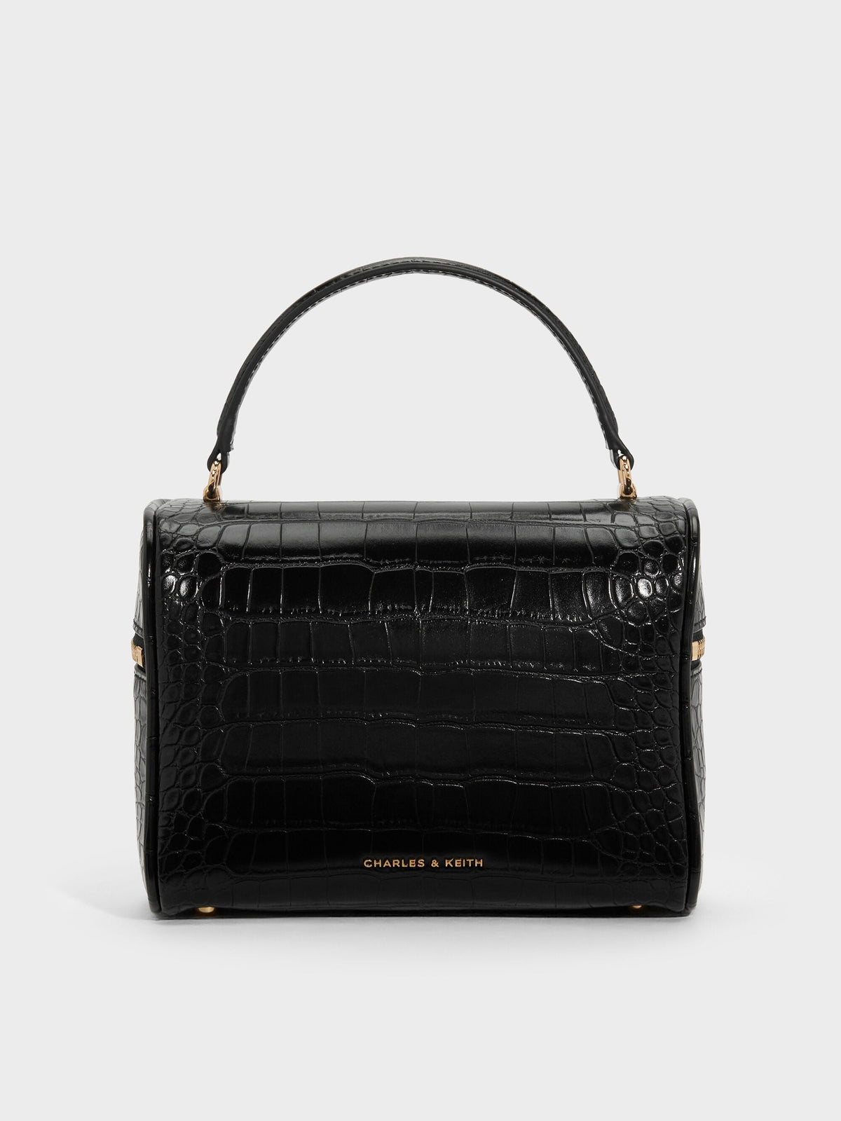 CHARLES & KEITH Best Seller / Pansy Croc-Effect Vanity Bag - Black