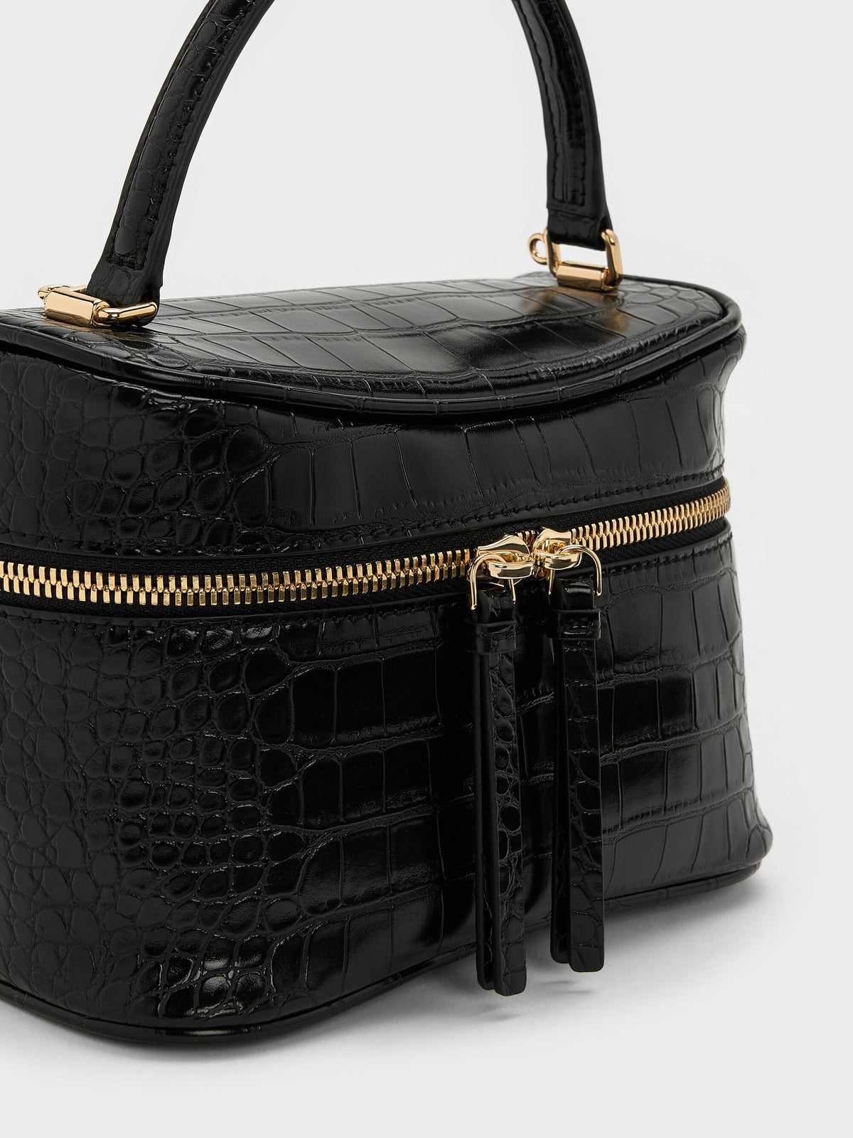 CHARLES & KEITH Best Seller / Pansy Croc-Effect Vanity Bag - Black