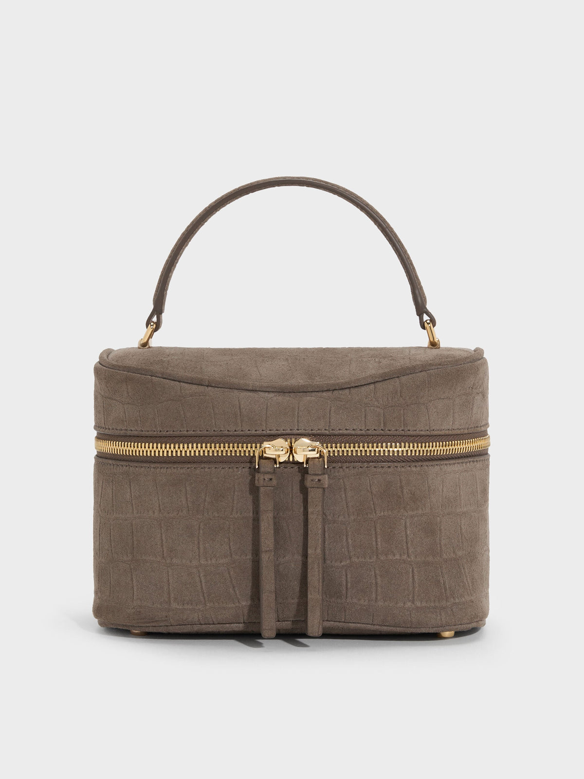 CHARLES & KEITH Hot Sale / Pansy Croc-Effect Vanity Bag - Stone Grey