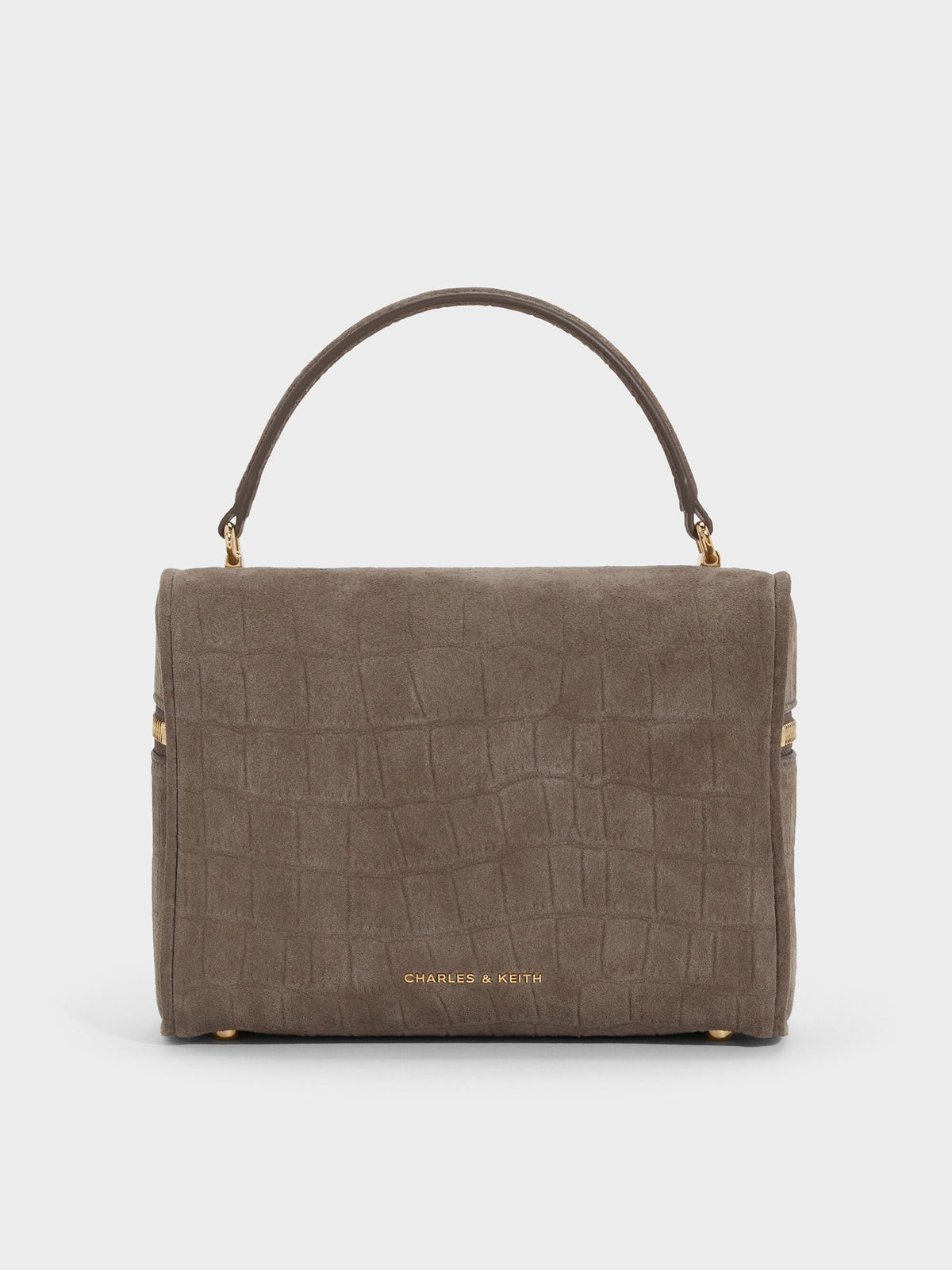 CHARLES & KEITH Hot Sale / Pansy Croc-Effect Vanity Bag - Stone Grey