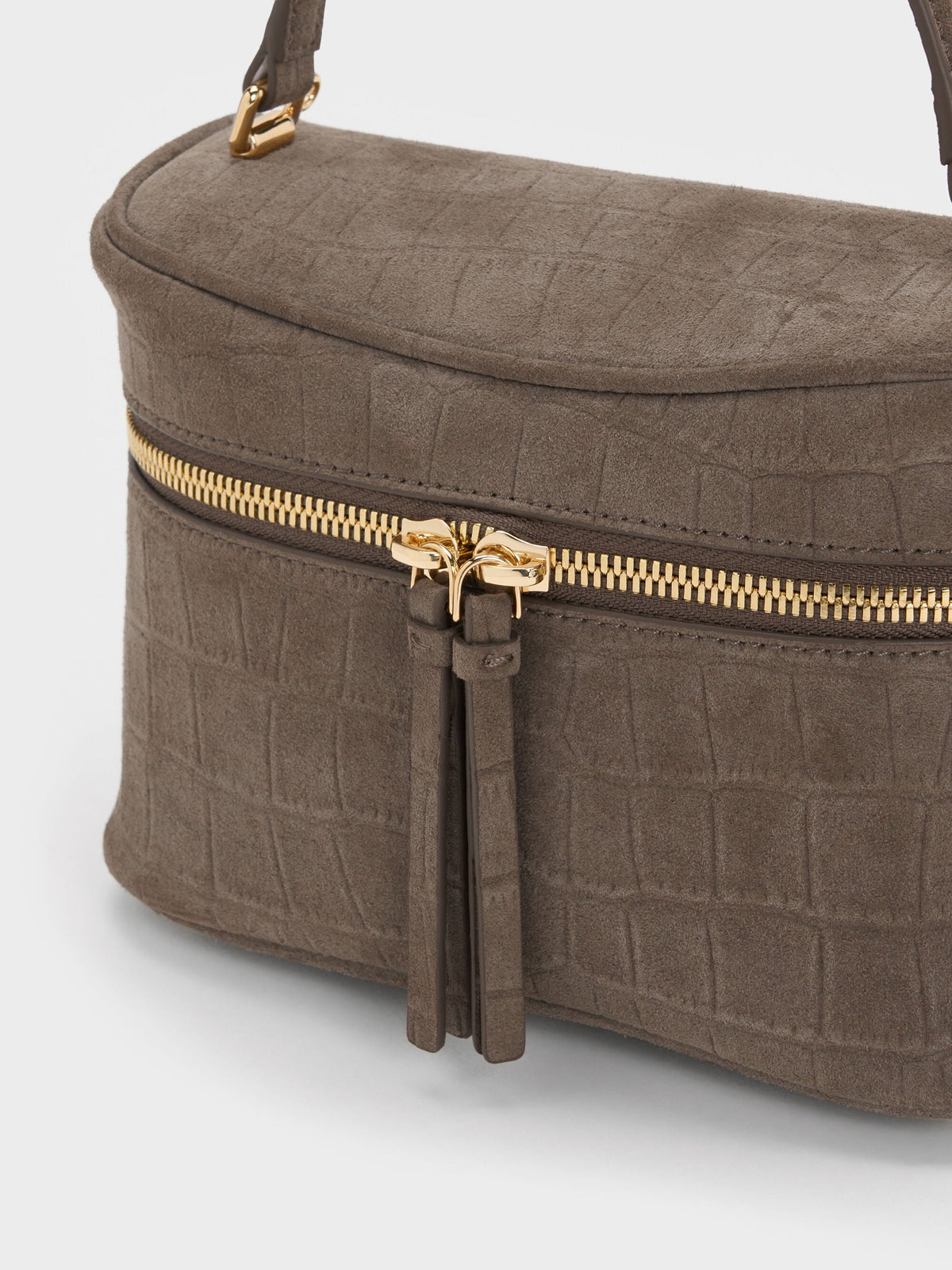 CHARLES & KEITH Hot Sale / Pansy Croc-Effect Vanity Bag - Stone Grey