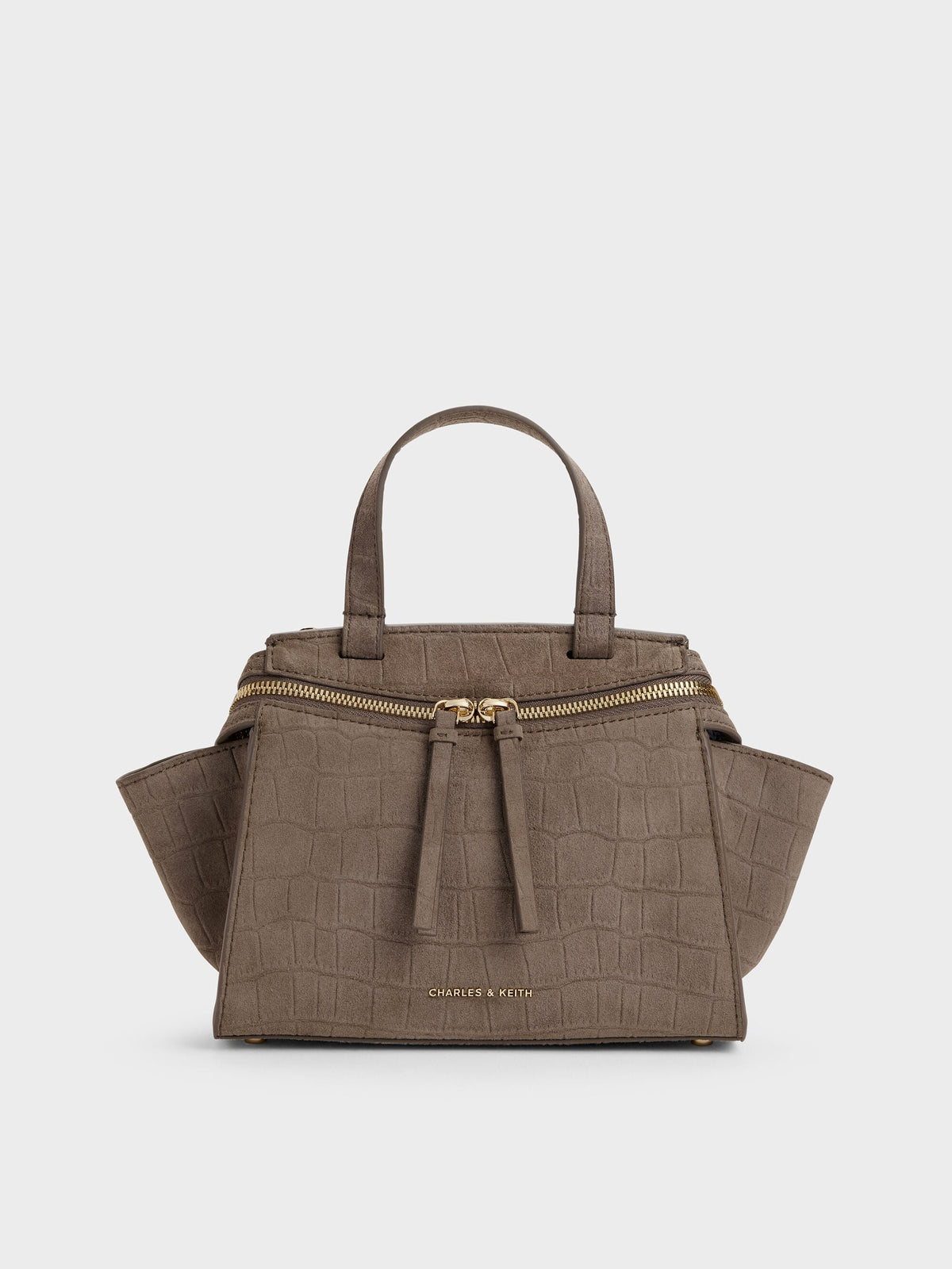 CHARLES & KEITH Sale / Pansy Trapeze Top Handle Bag - Stone Grey