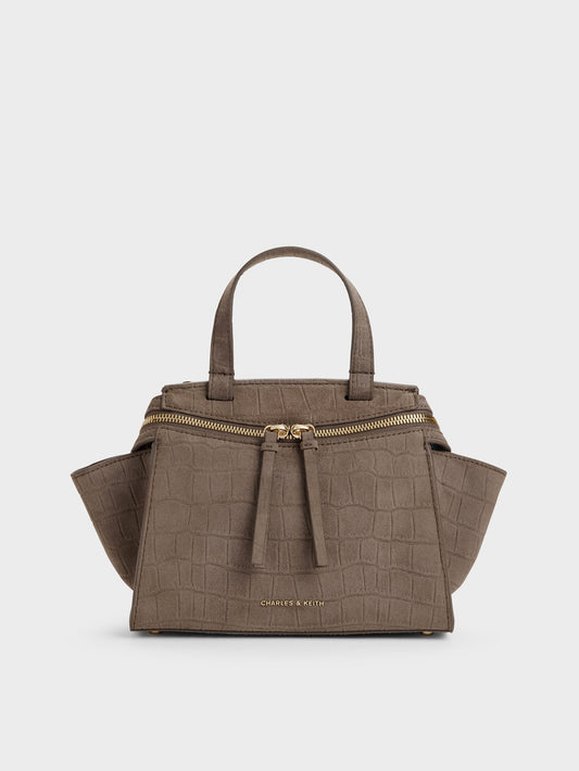 CHARLES & KEITH Sale / Pansy Trapeze Top Handle Bag - Stone Grey