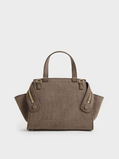 CHARLES & KEITH Sale / Pansy Trapeze Top Handle Bag - Stone Grey