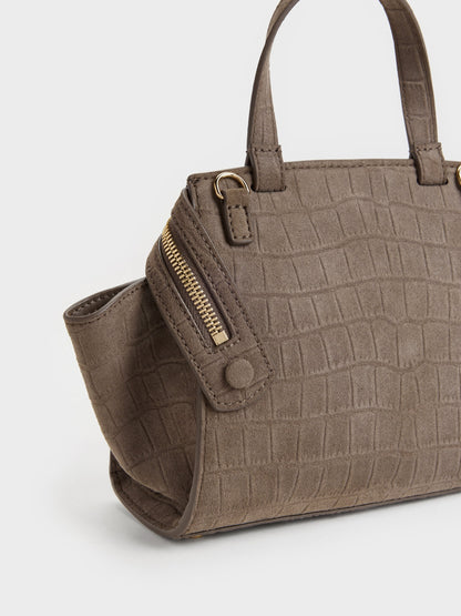 CHARLES & KEITH Sale / Pansy Trapeze Top Handle Bag - Stone Grey