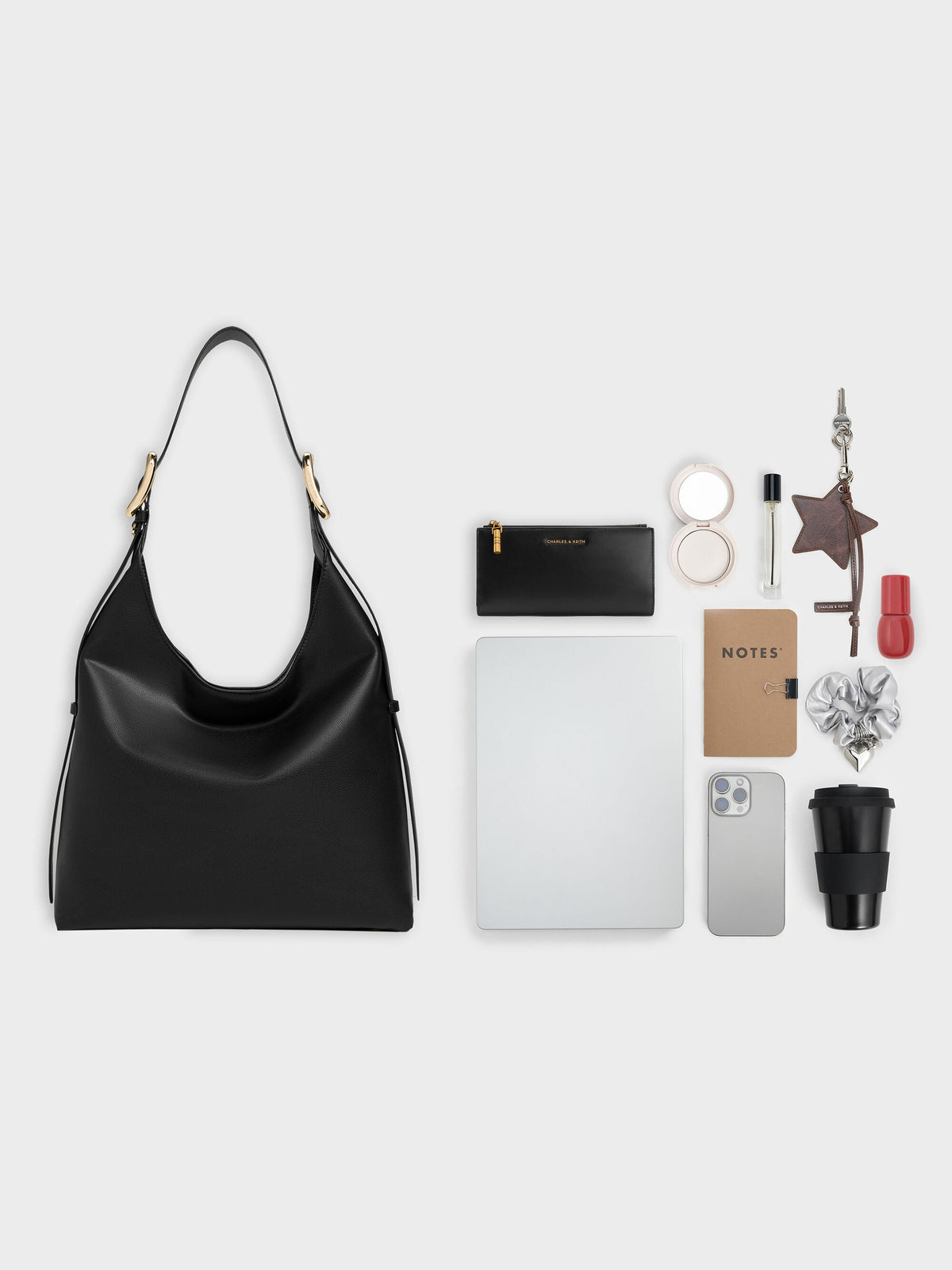 CHARLES & KEITH Recommended / Aislin Hobo Bag - Black