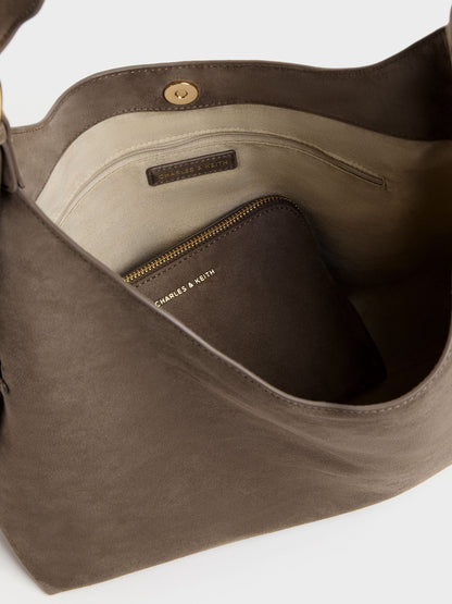 CHARLES & KEITH Best Seller / Aislin Hobo Bag - Stone Grey