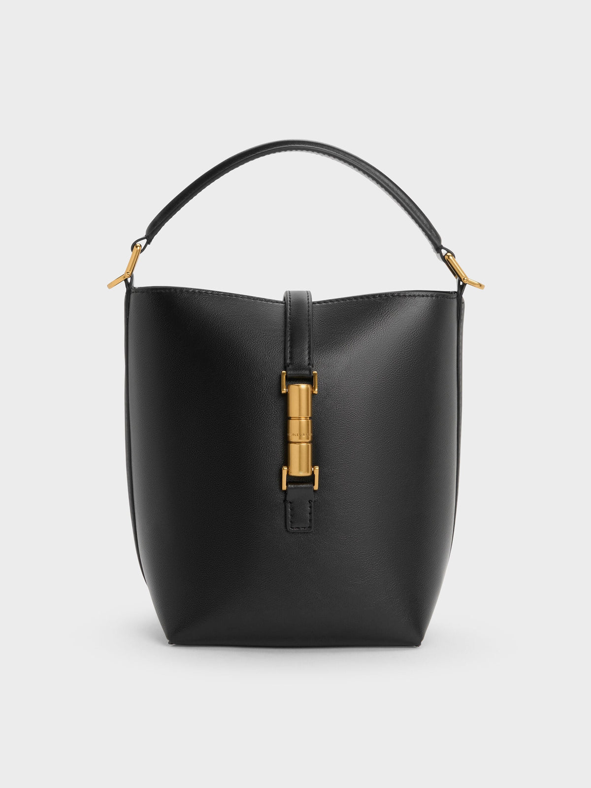 CHARLES & KEITH Exclusive / Cesia Metallic-Accent Bucket Bag - Black