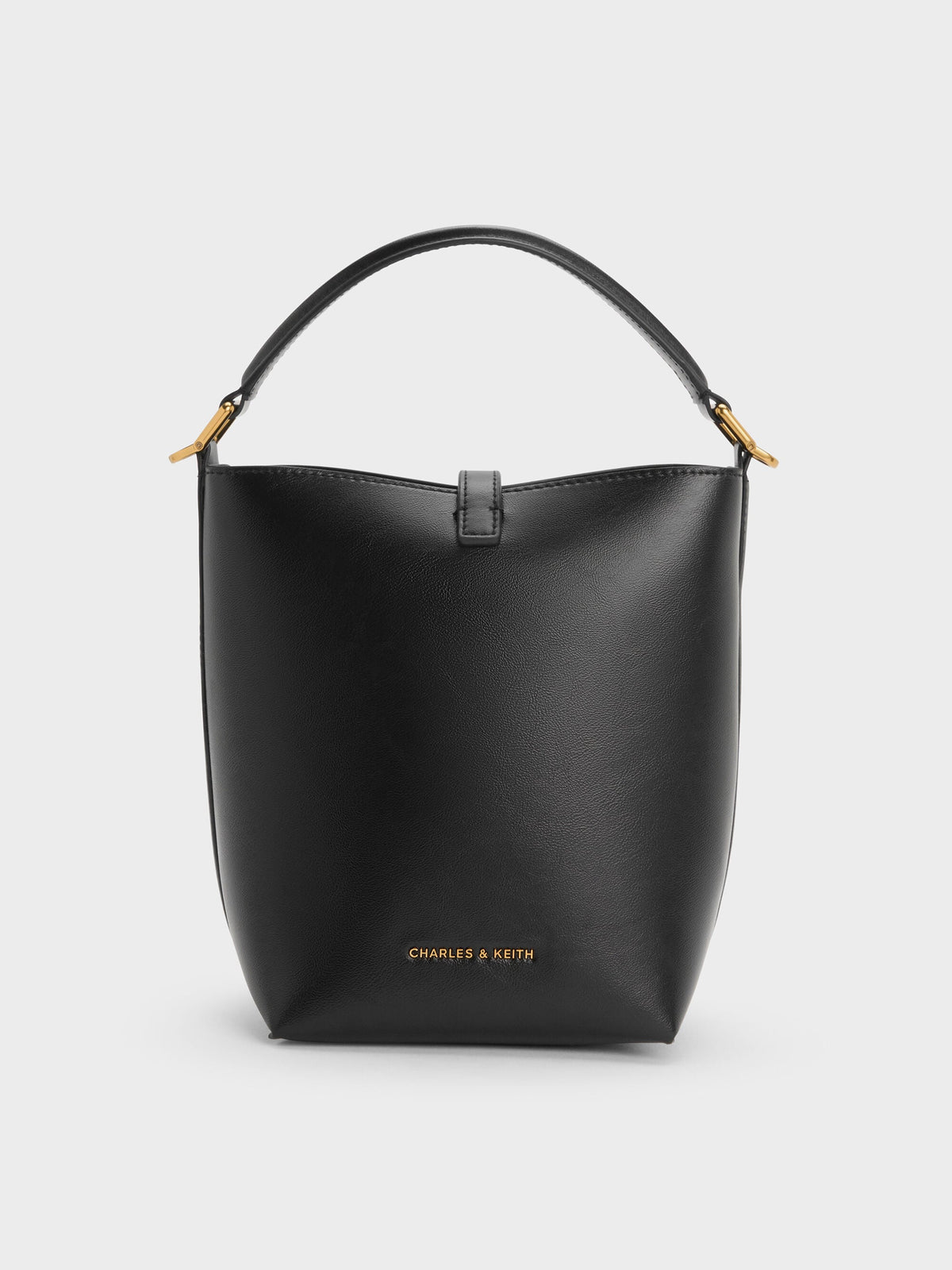 CHARLES & KEITH Exclusive / Cesia Metallic-Accent Bucket Bag - Black