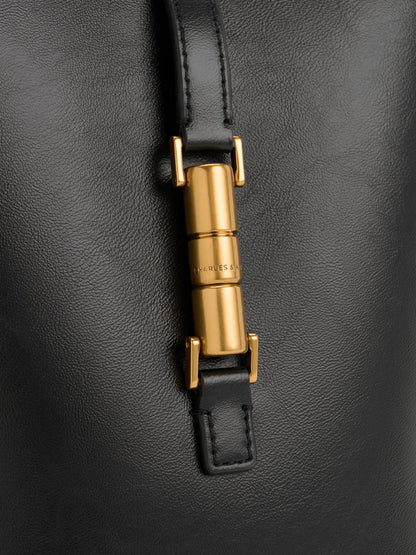 CHARLES & KEITH Exclusive / Cesia Metallic-Accent Bucket Bag - Black