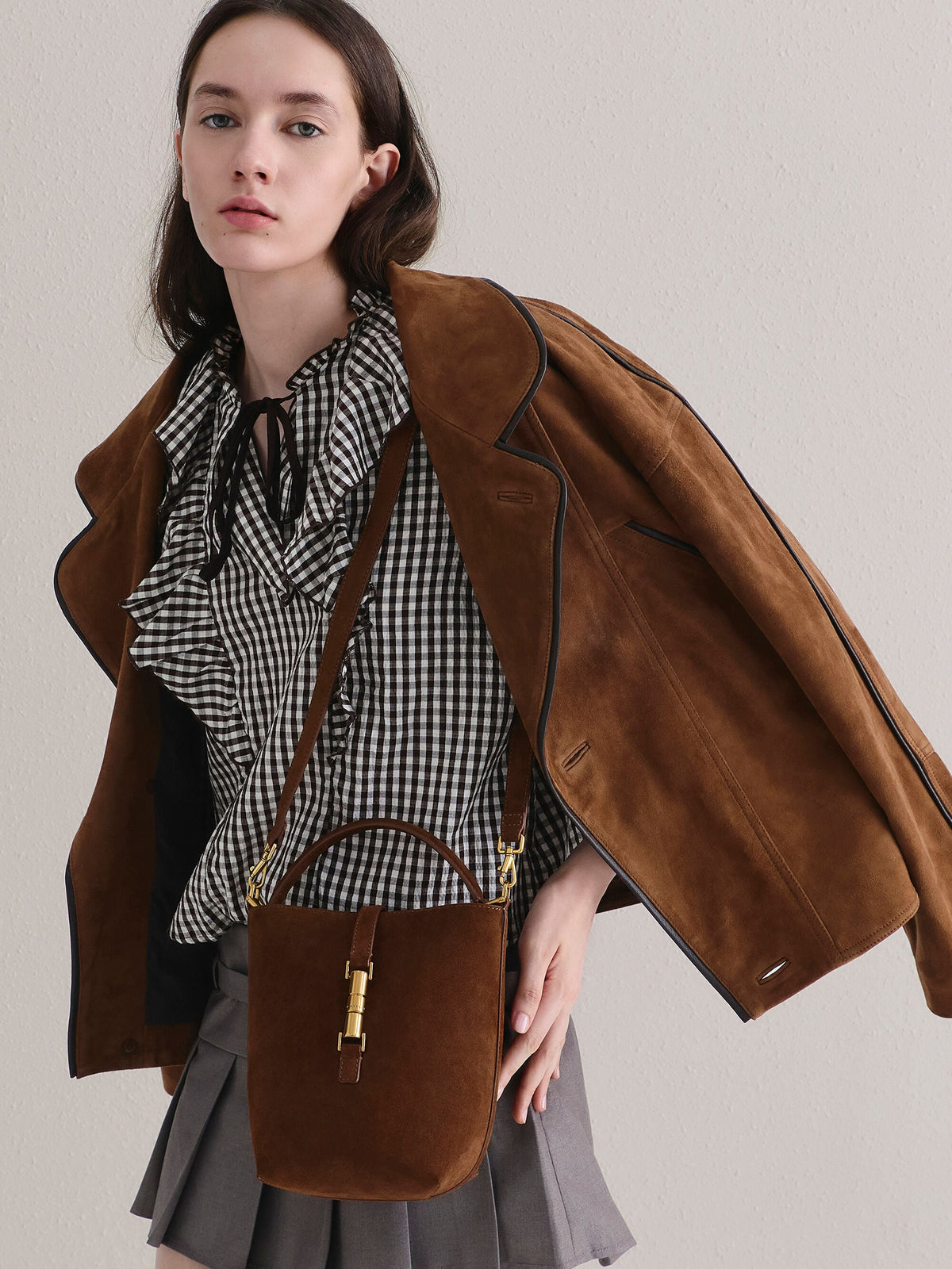 CHARLES & KEITH Customer Favorite / Cesia Metallic-Accent Bucket Bag - Pecan Brown