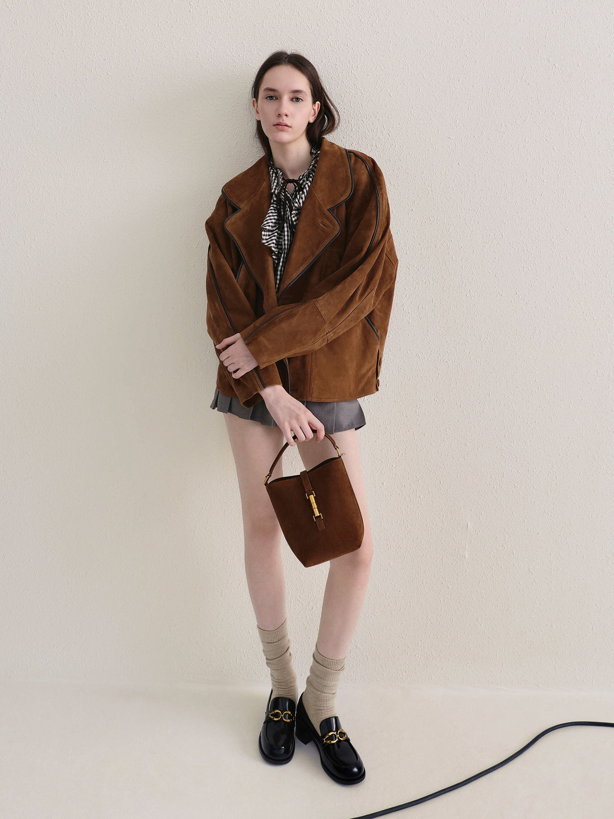 CHARLES & KEITH Customer Favorite / Cesia Metallic-Accent Bucket Bag - Pecan Brown